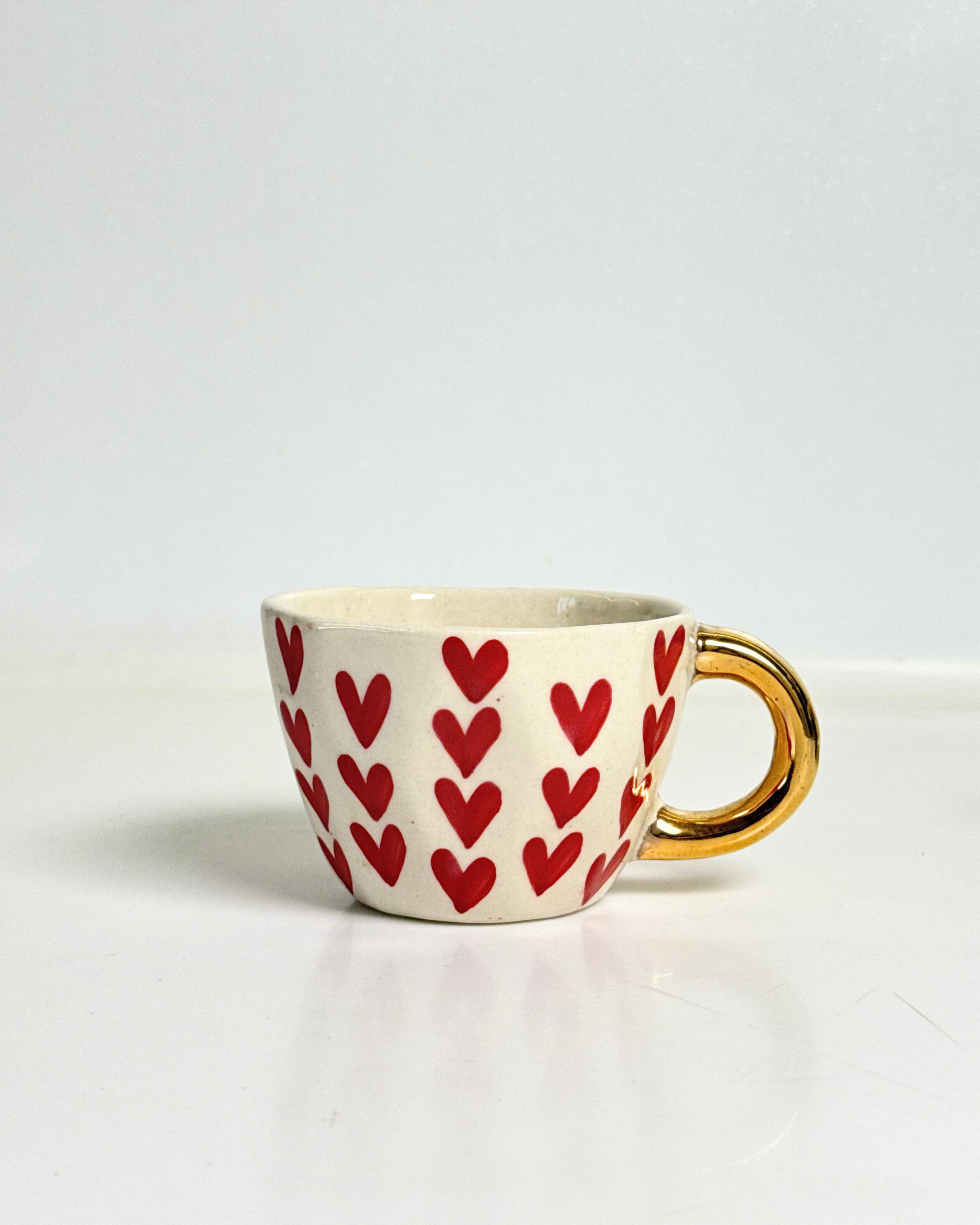 Scarlet Hearts Handmade Ceramic Cup