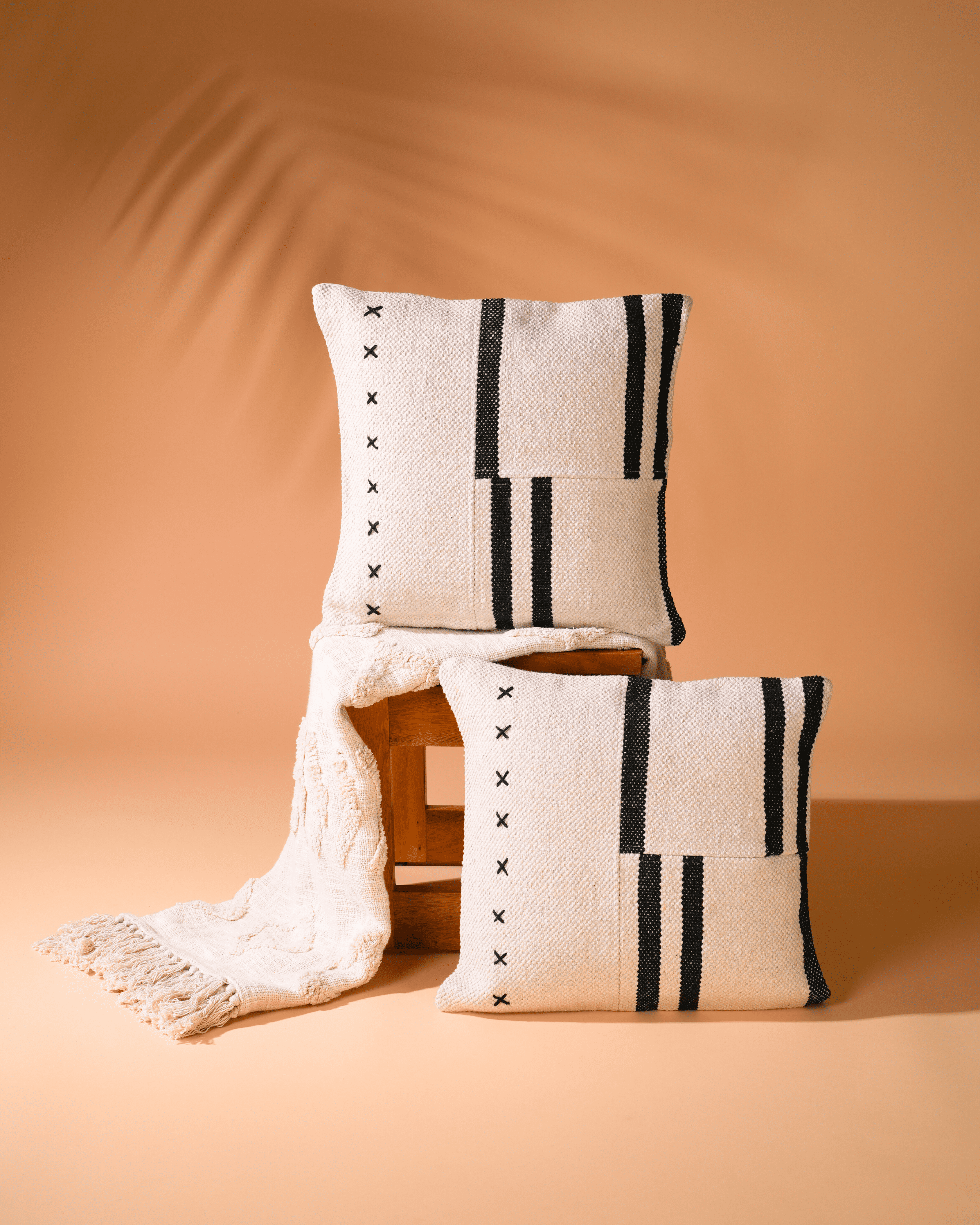 Canvas Cross - Woven Cushion Cover Set Of 2