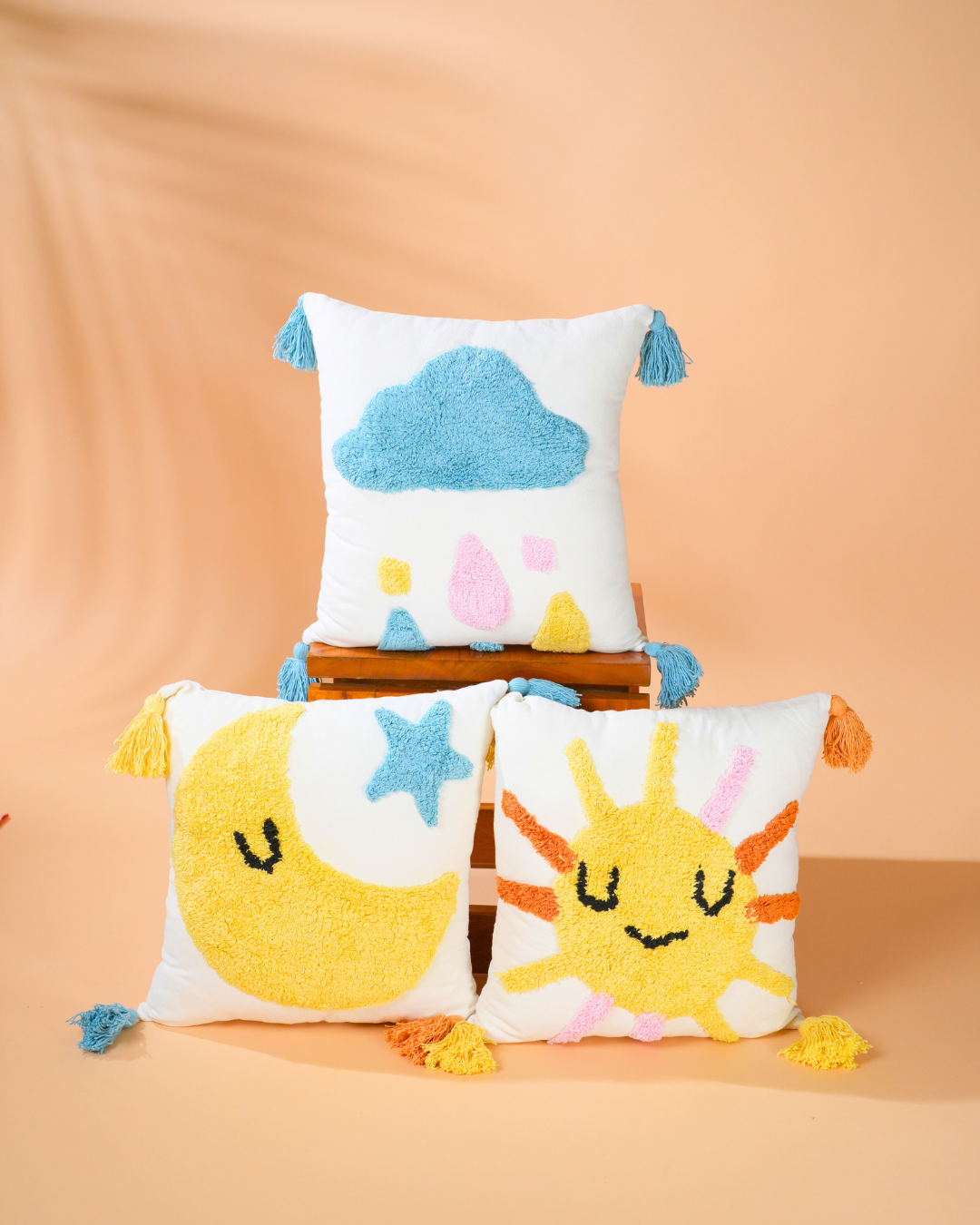 Happy Skies - Tufted Cushion Cover Set Of 3