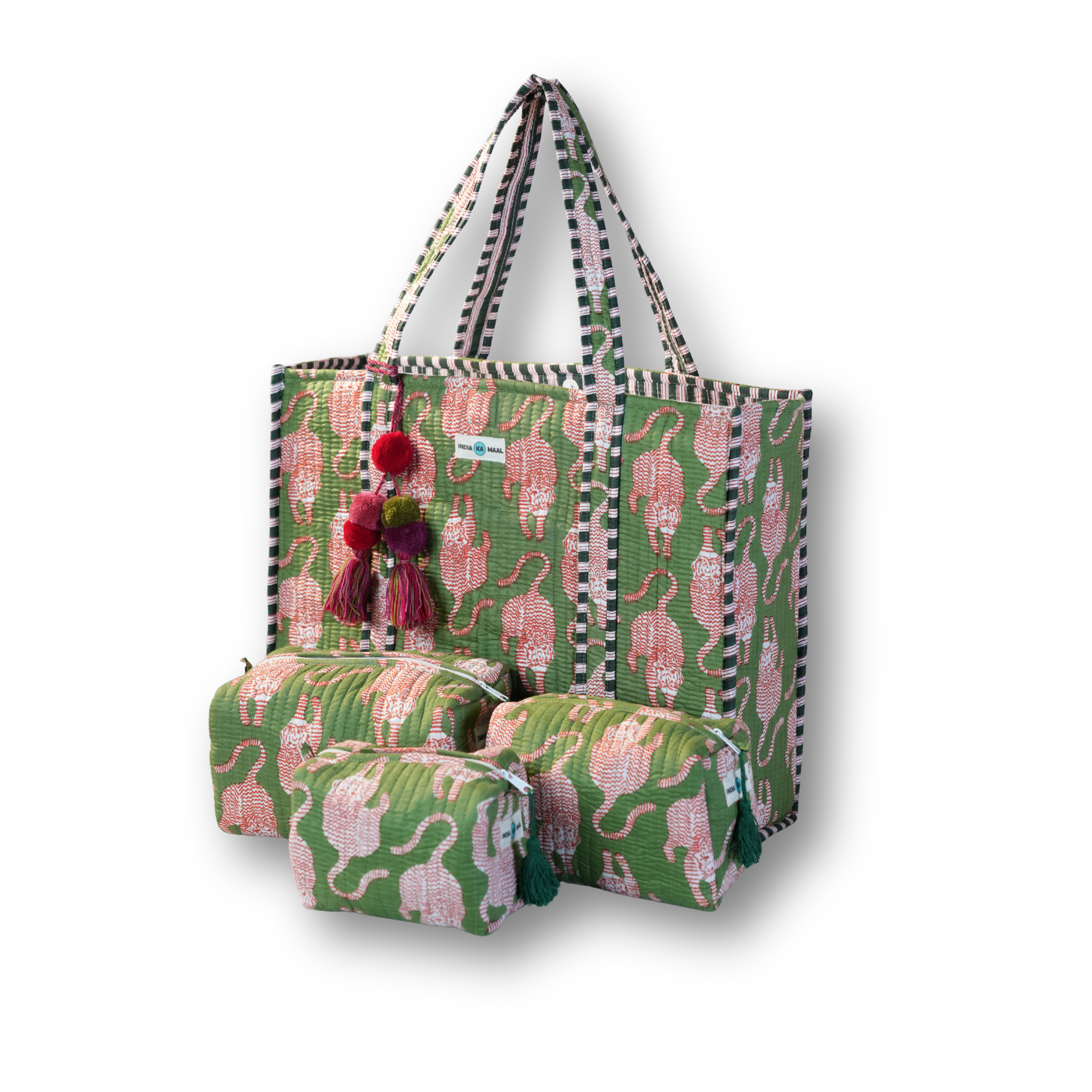 Hand Block Print Quilted Tote