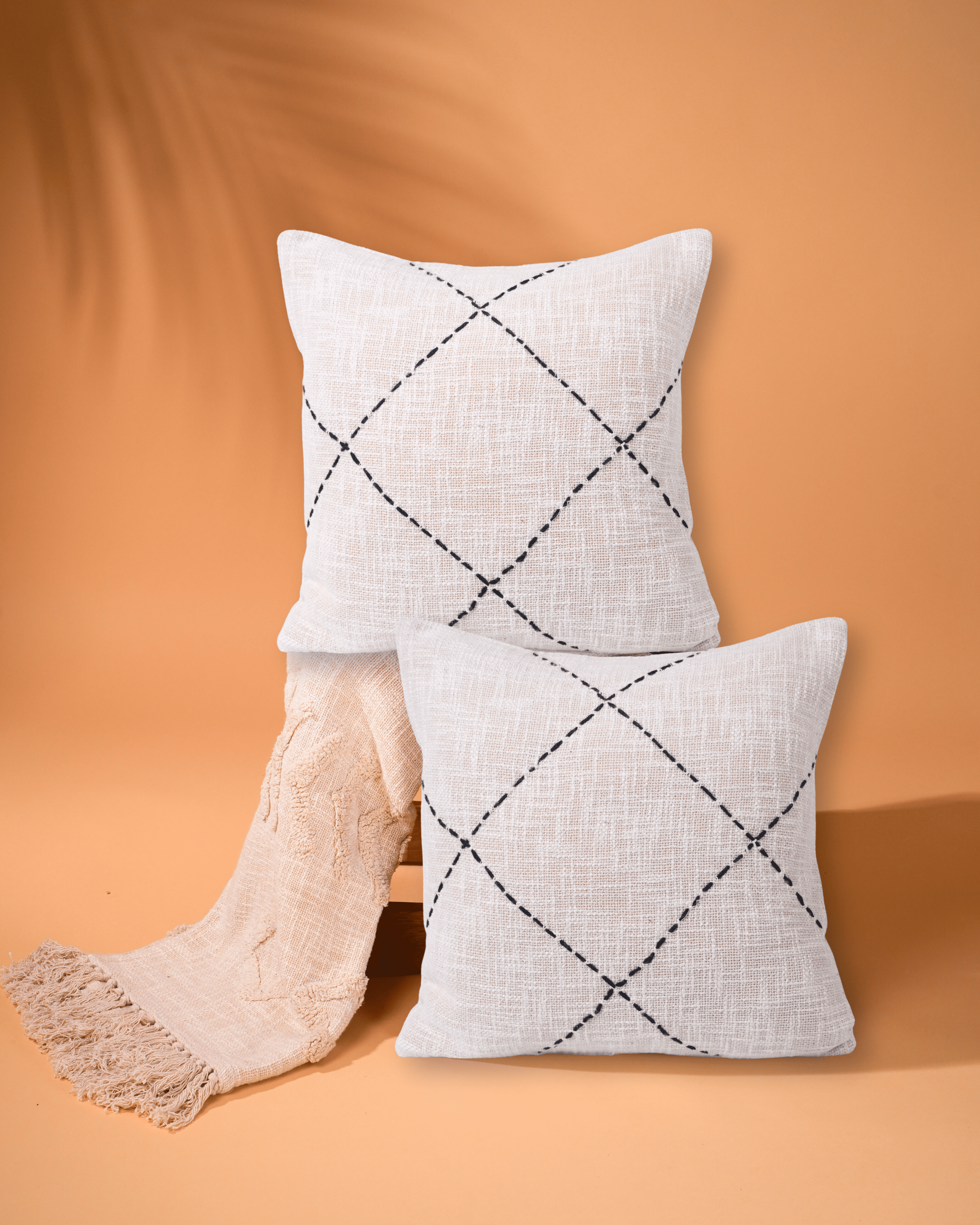 Ivory Cross - Woven Cushion Cover Set Of 2