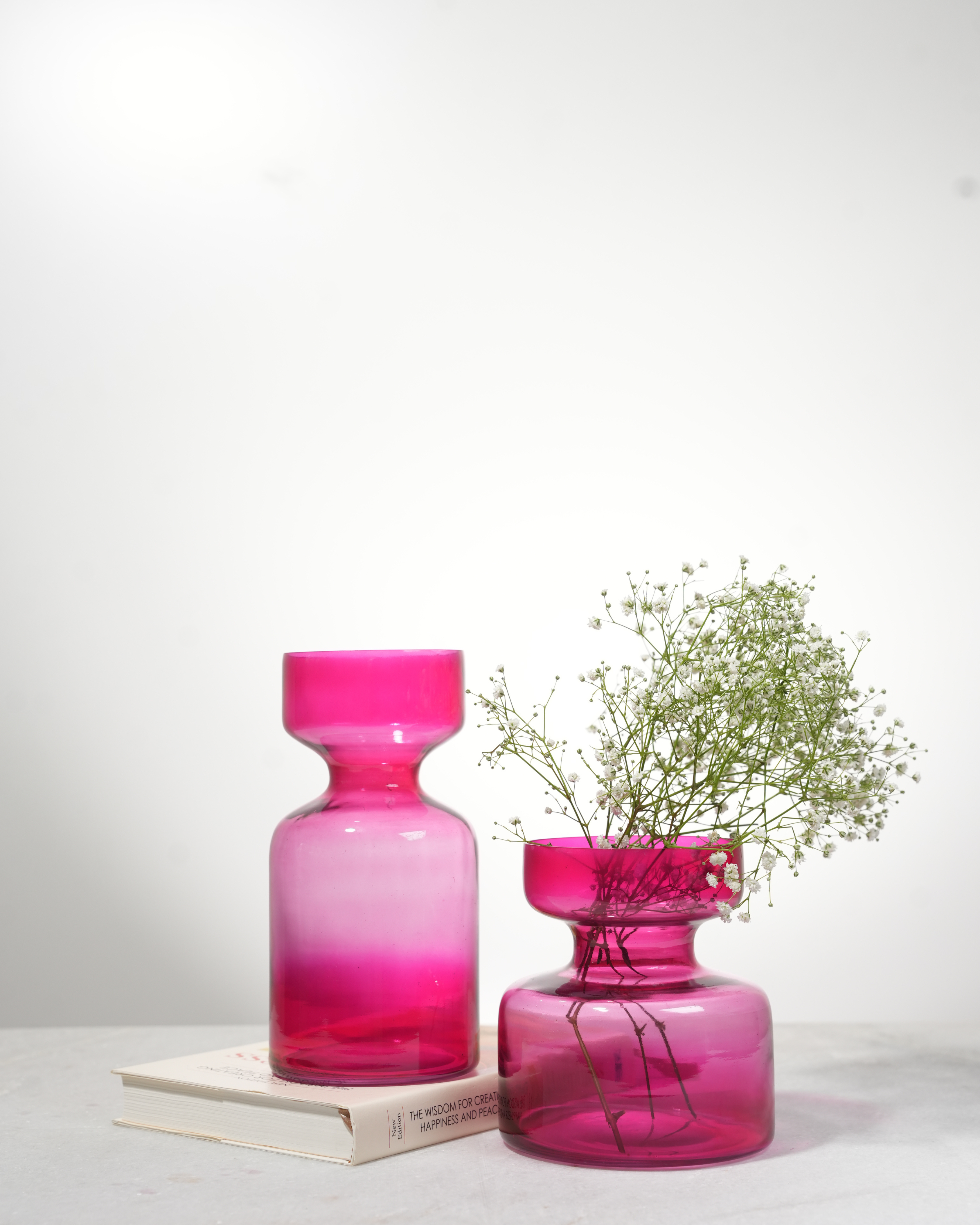 Pink Glass Flower Vase Set