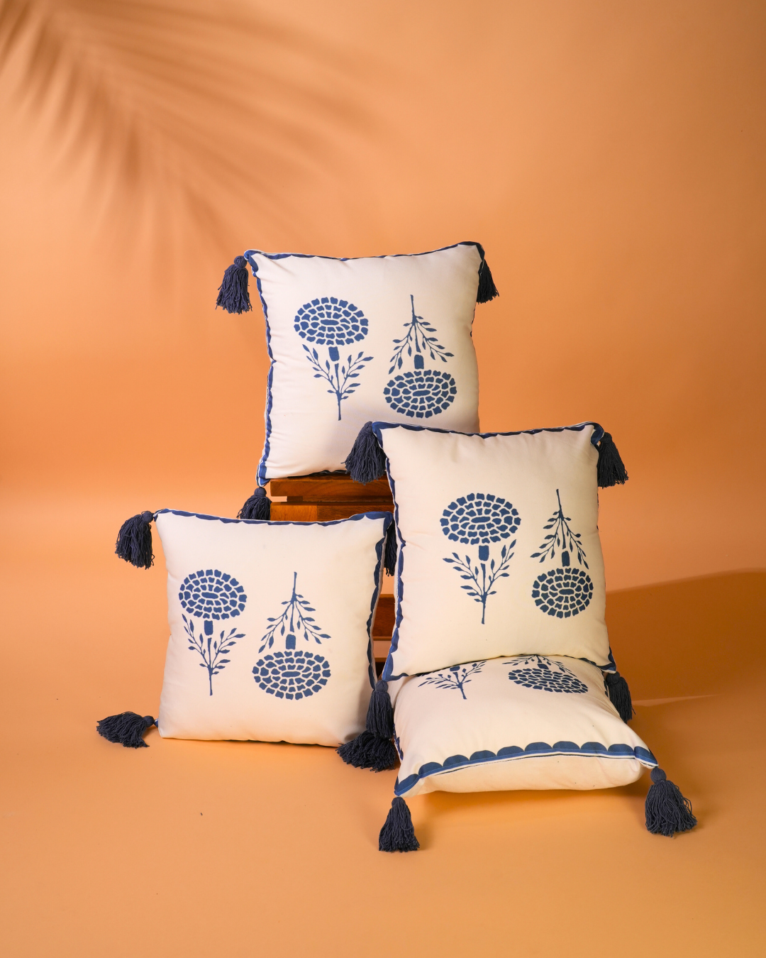 Indigo Bloom - Printed Cushion Cover Set Of 2