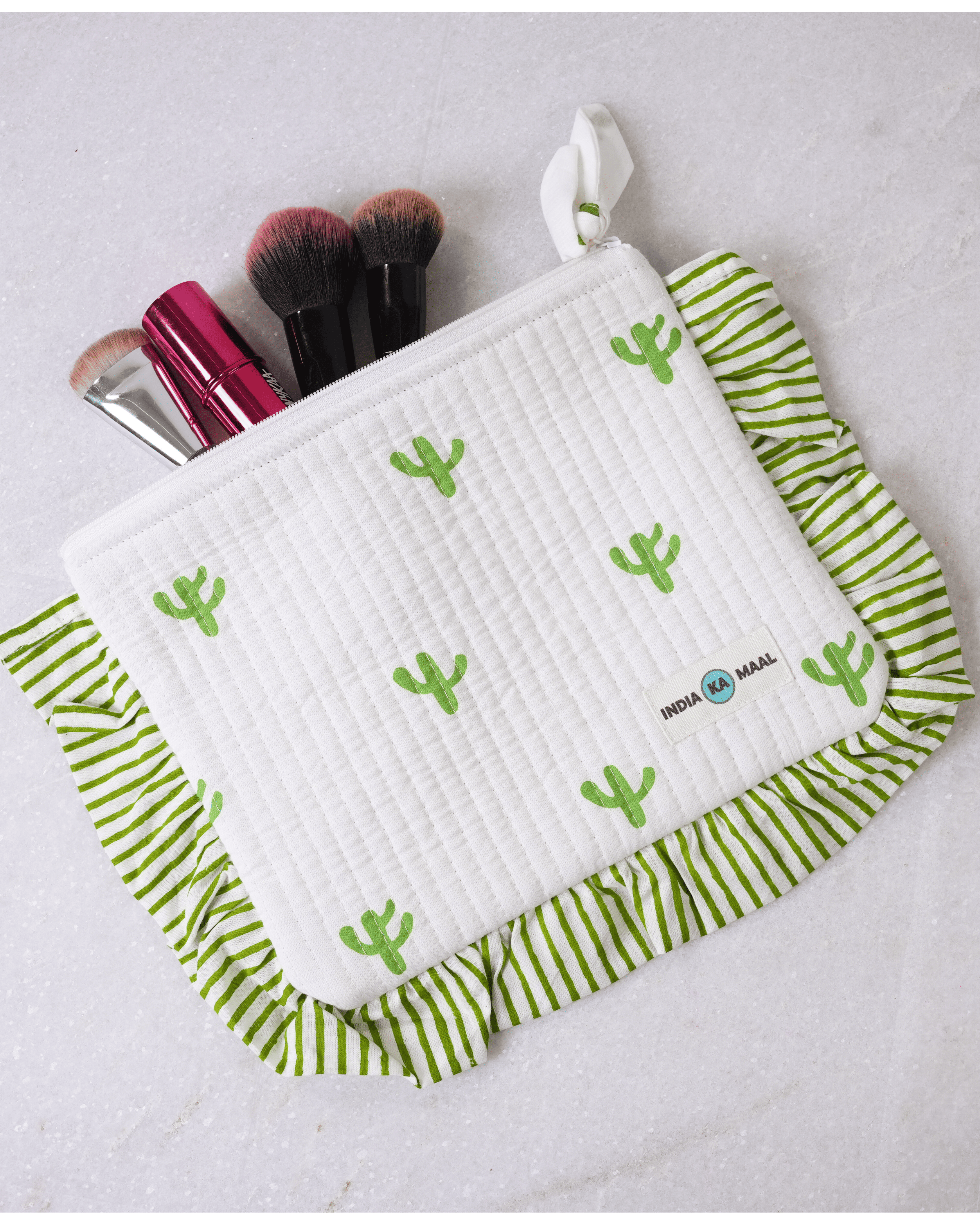 Green Cactus Flat Pouch
