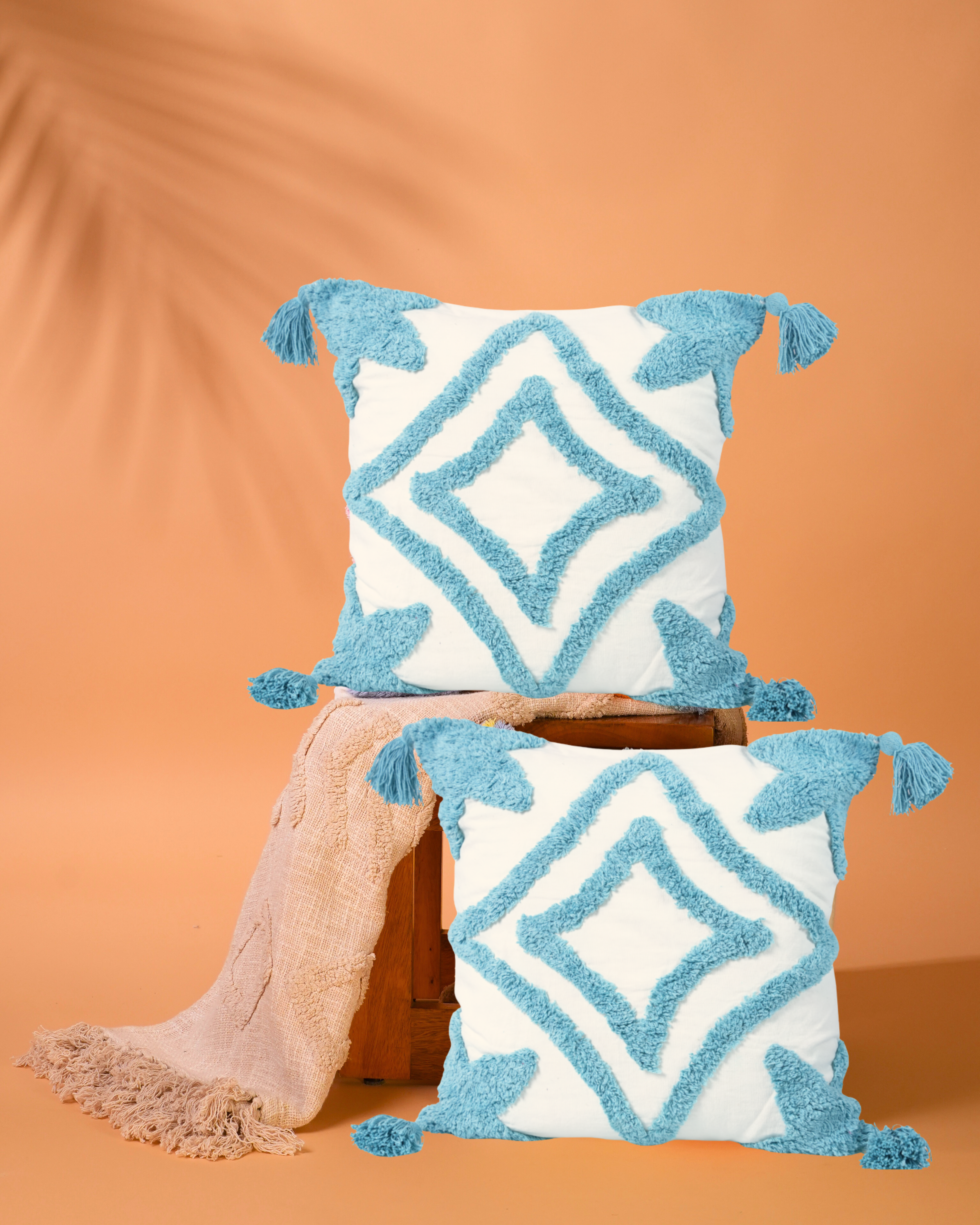 Blue Diamond - Tufted Cushion Covers Set Of 2