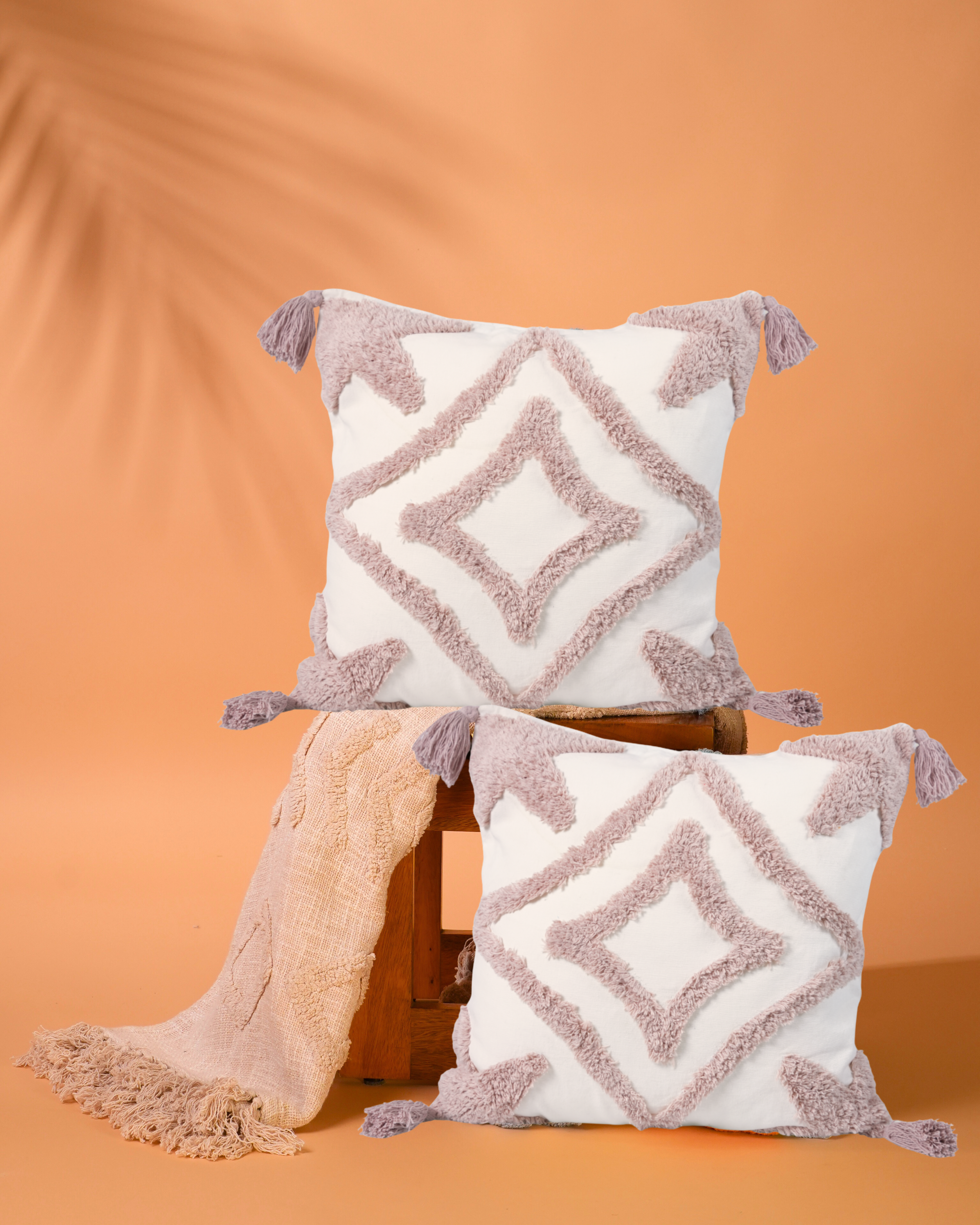 Dusty Rose Diamond - Tufted Cushion Covers Set Of 2