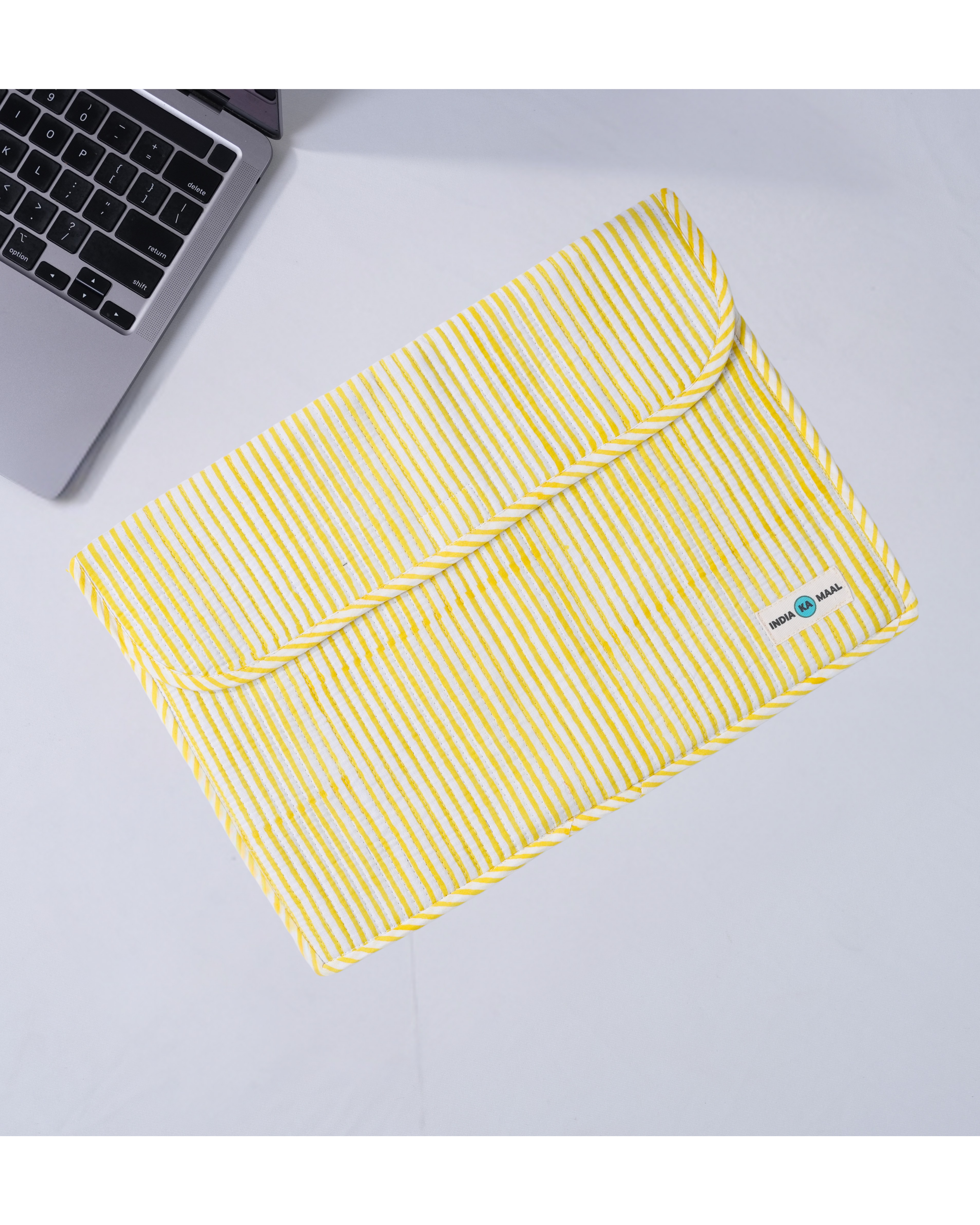 Yellow Stripe Quilted Laptop Sleeve
