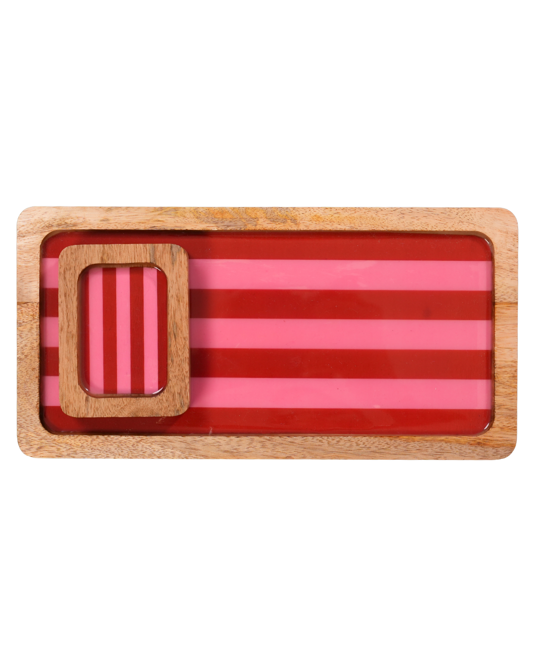 Candy Stripe Wooden Platter Set