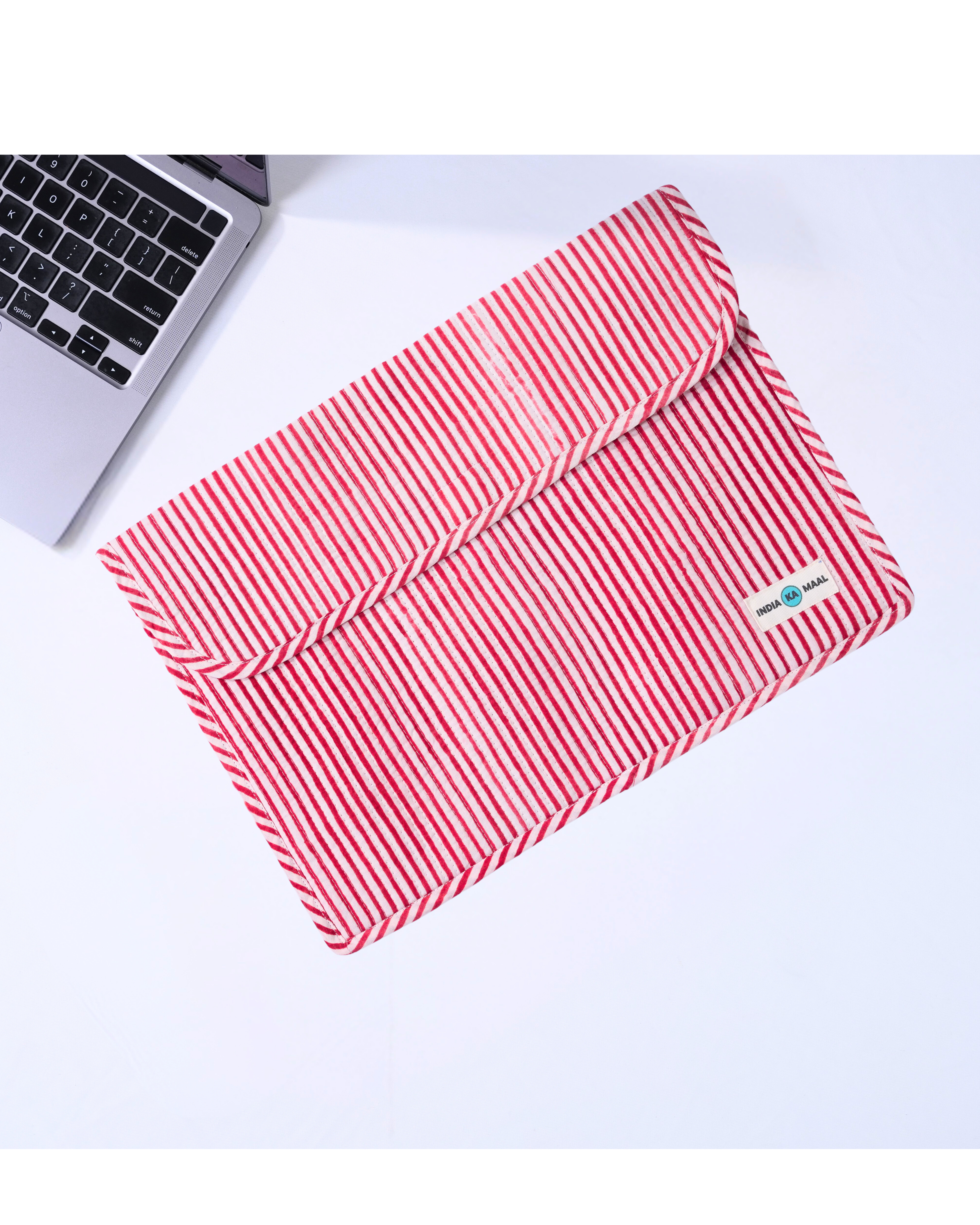 Red Striped Quilted Laptop Sleeve
