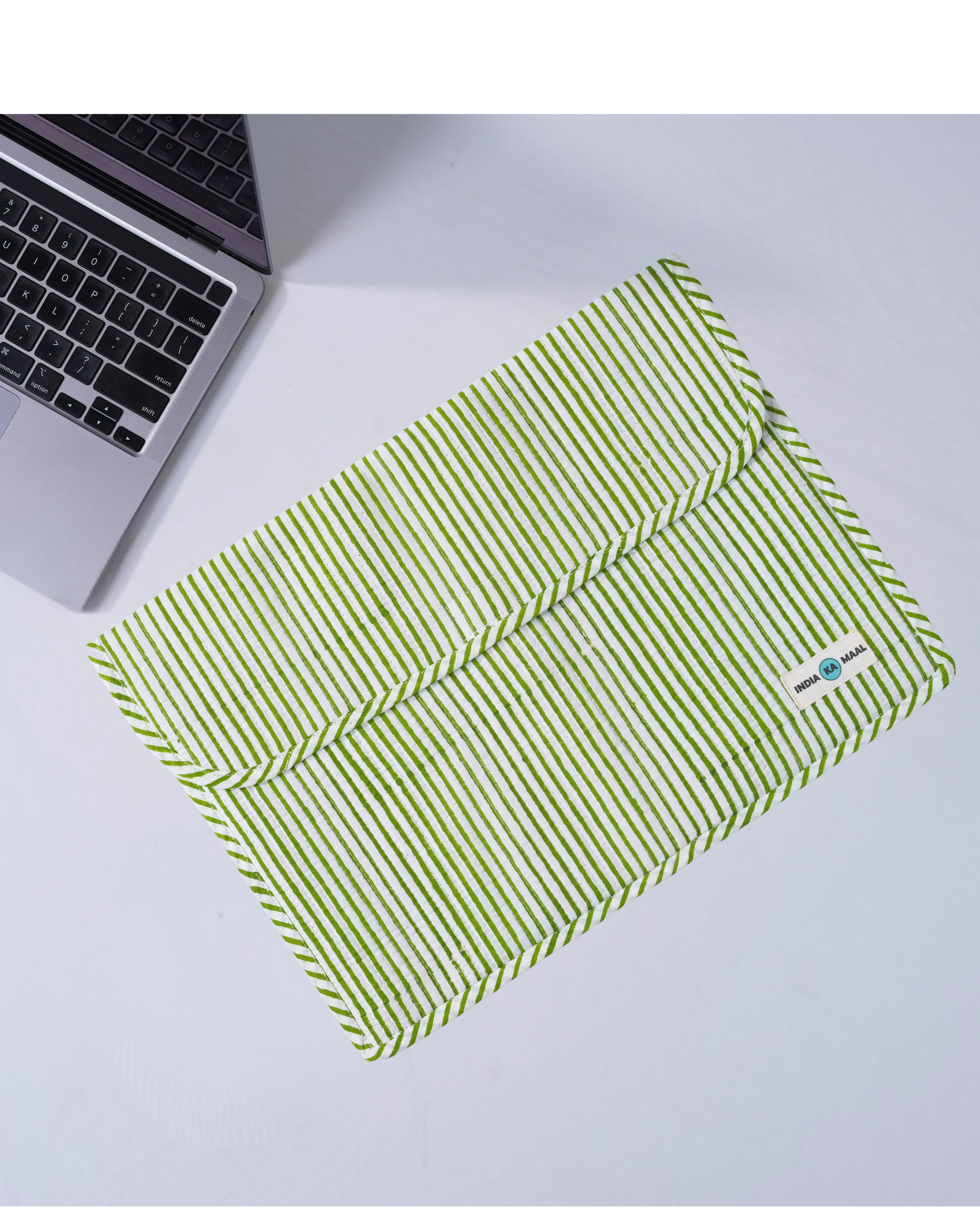 Green Striped Quilted Laptop/Tablet Sleeve