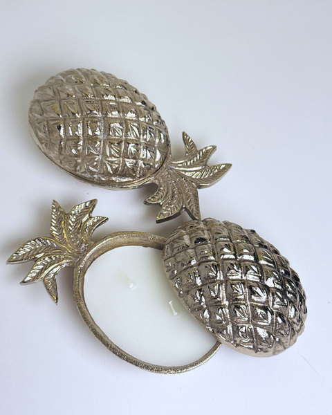 Table Top Pineapple Vanilla Scented Candle - Silver