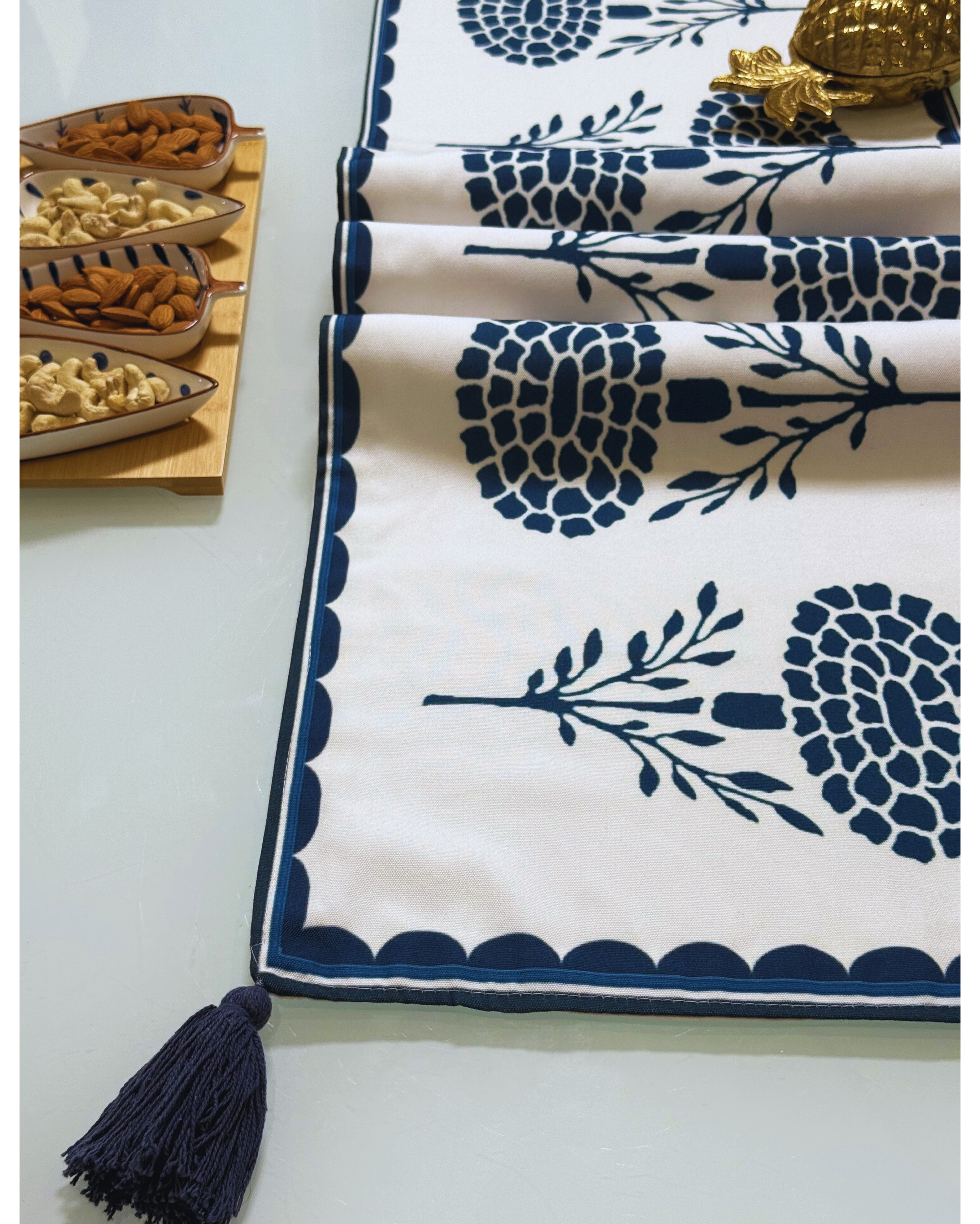 Indigo Bloom - Printed Table Runner