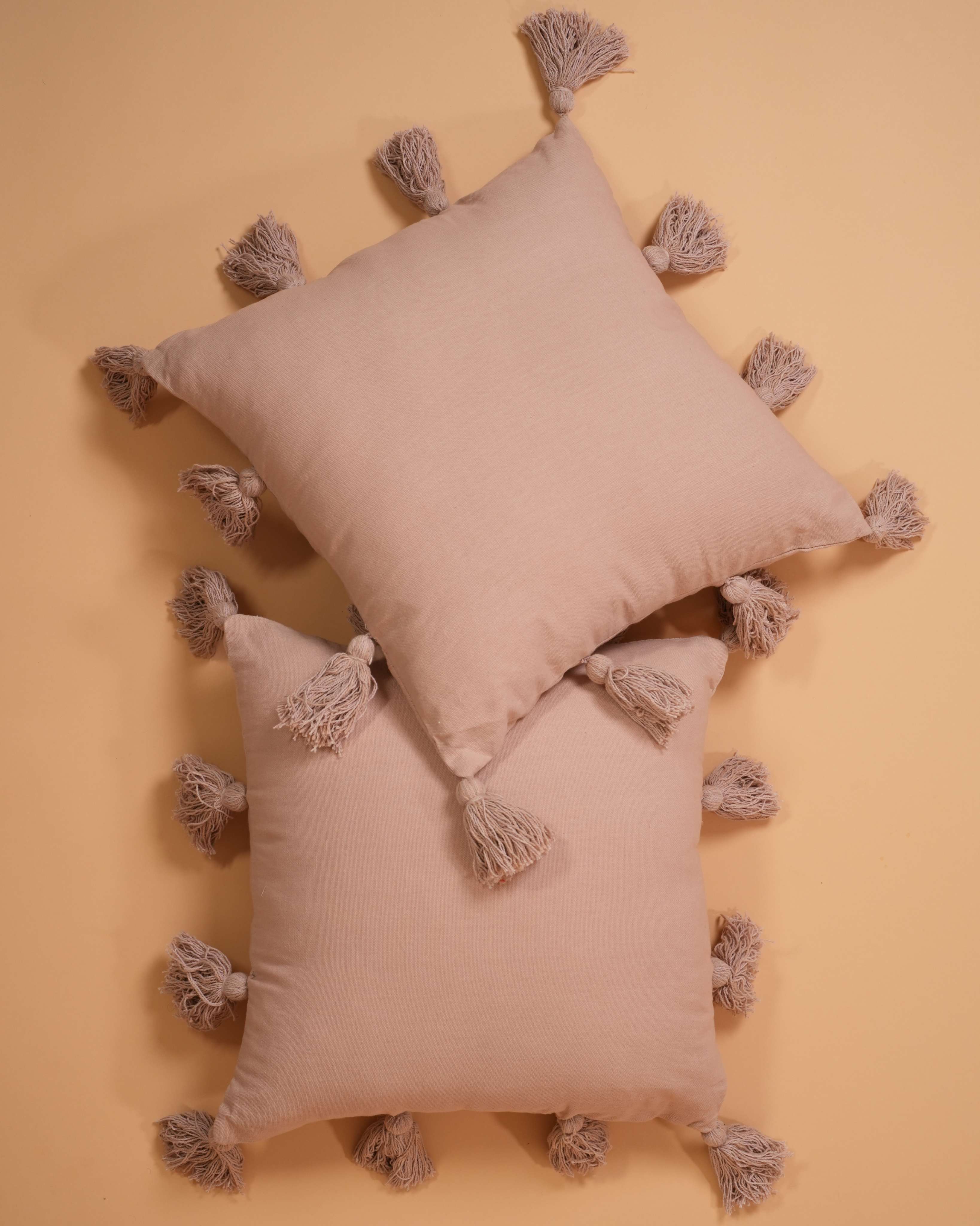 Dusty Rose Tassel Cushion Cover Set Of 2