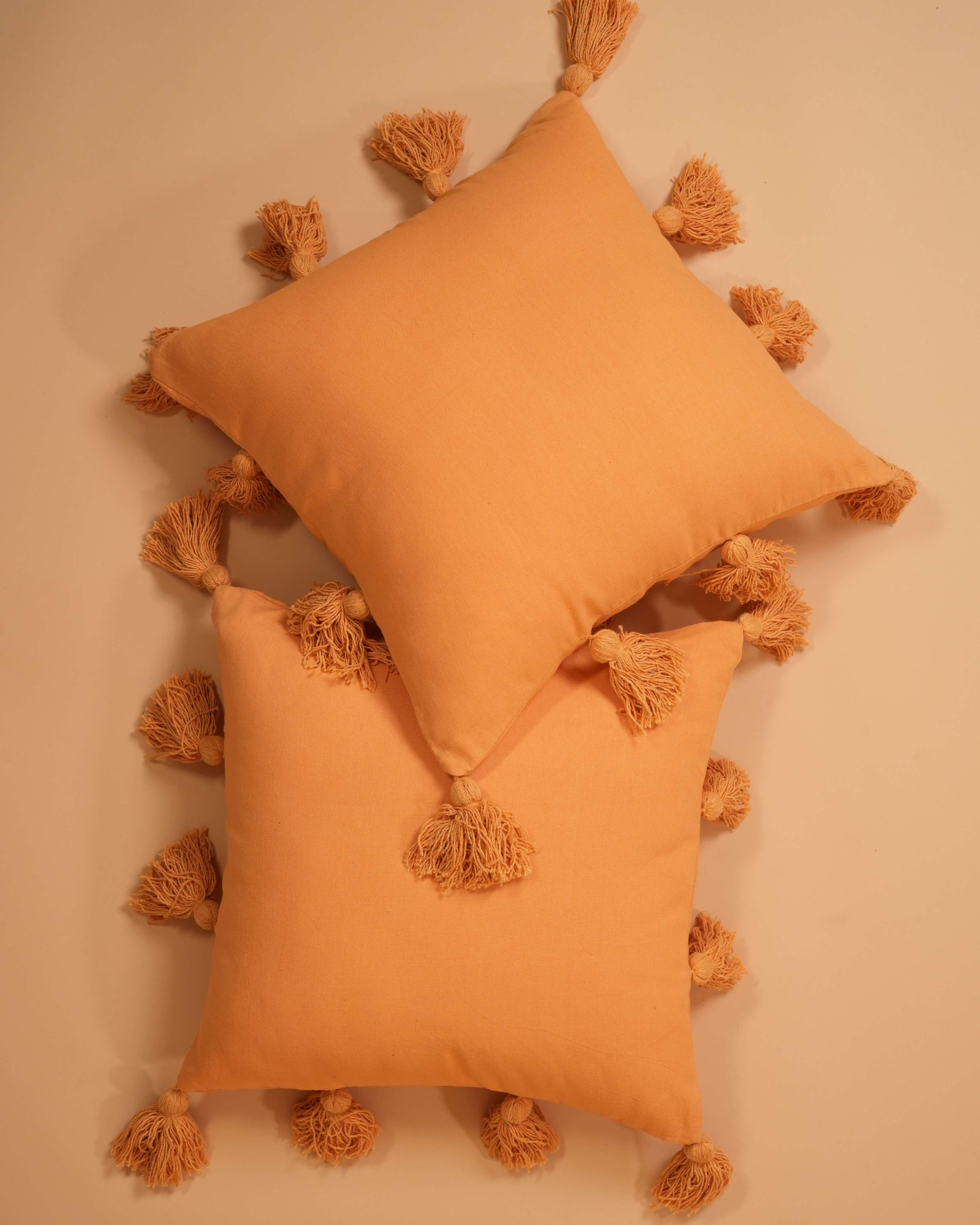 Orange Tassel Cushion Cover Set Of 2
