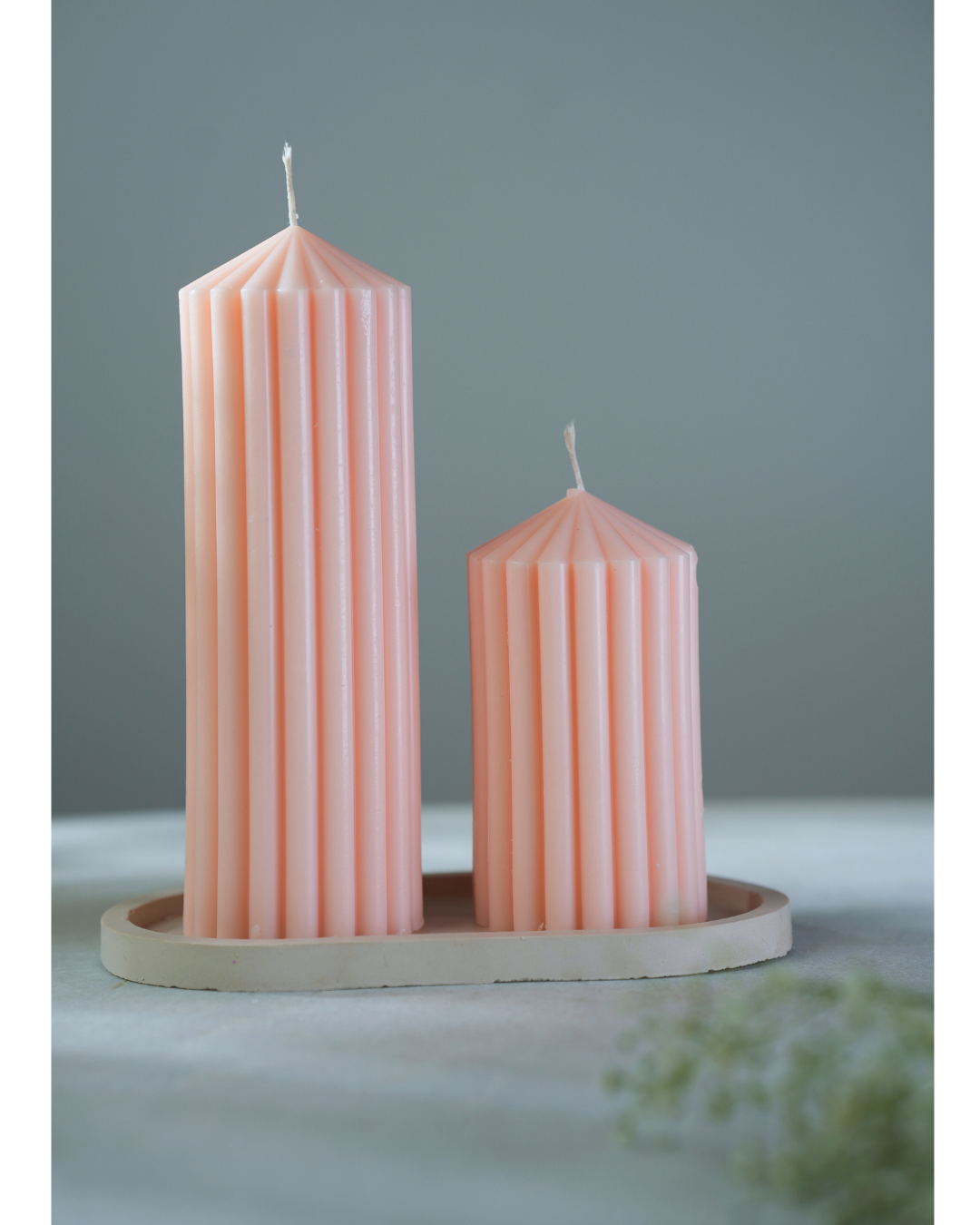Ribbed Soy Candle Set - Peach